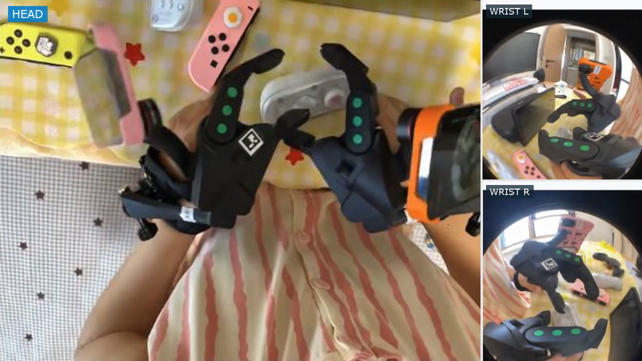 Head and dual-wrist views of assembling a game controller